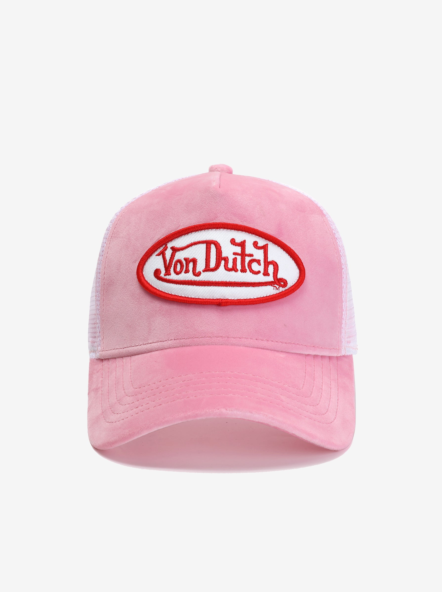 Trucker Hat in Pink Velvet