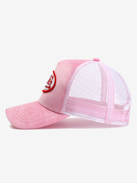 Trucker Hat in Pink Velvet
