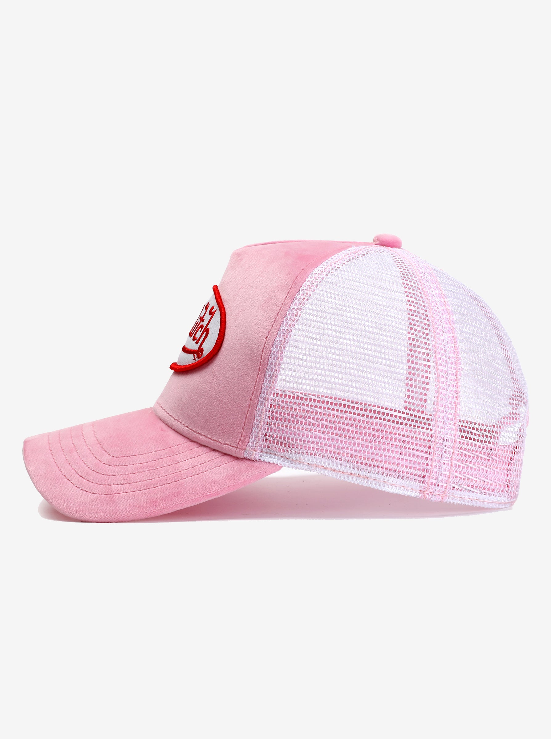 Trucker Hat in Pink Velvet