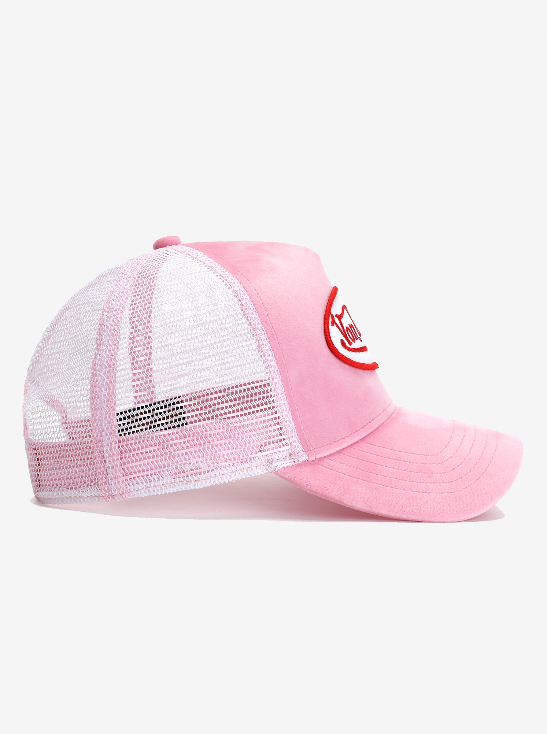 Trucker Hat in Pink Velvet