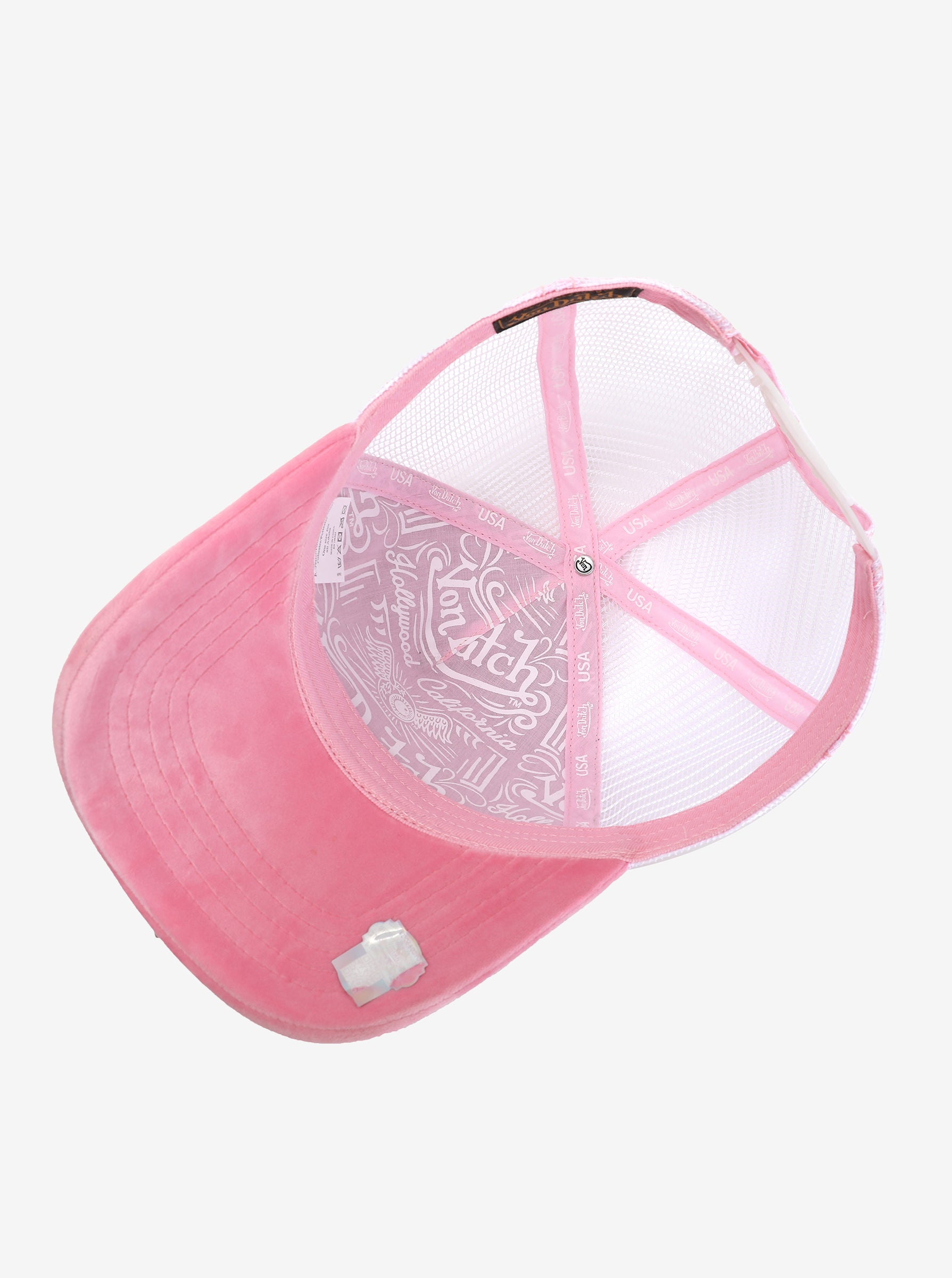 Trucker Hat in Pink Velvet