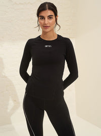 Black Soft Basic Long Sleeve Top