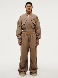 Captivate Bomber In Taupe Gray