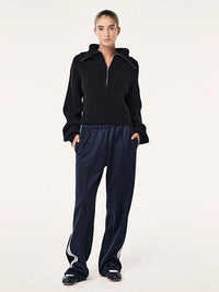 High Season Zip Neck Knit In Black