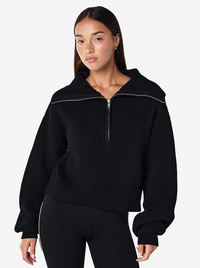 High Season Zip Neck Knit in Black