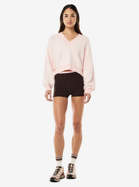 Greenpoint V Neck Knit in Chalk Pink