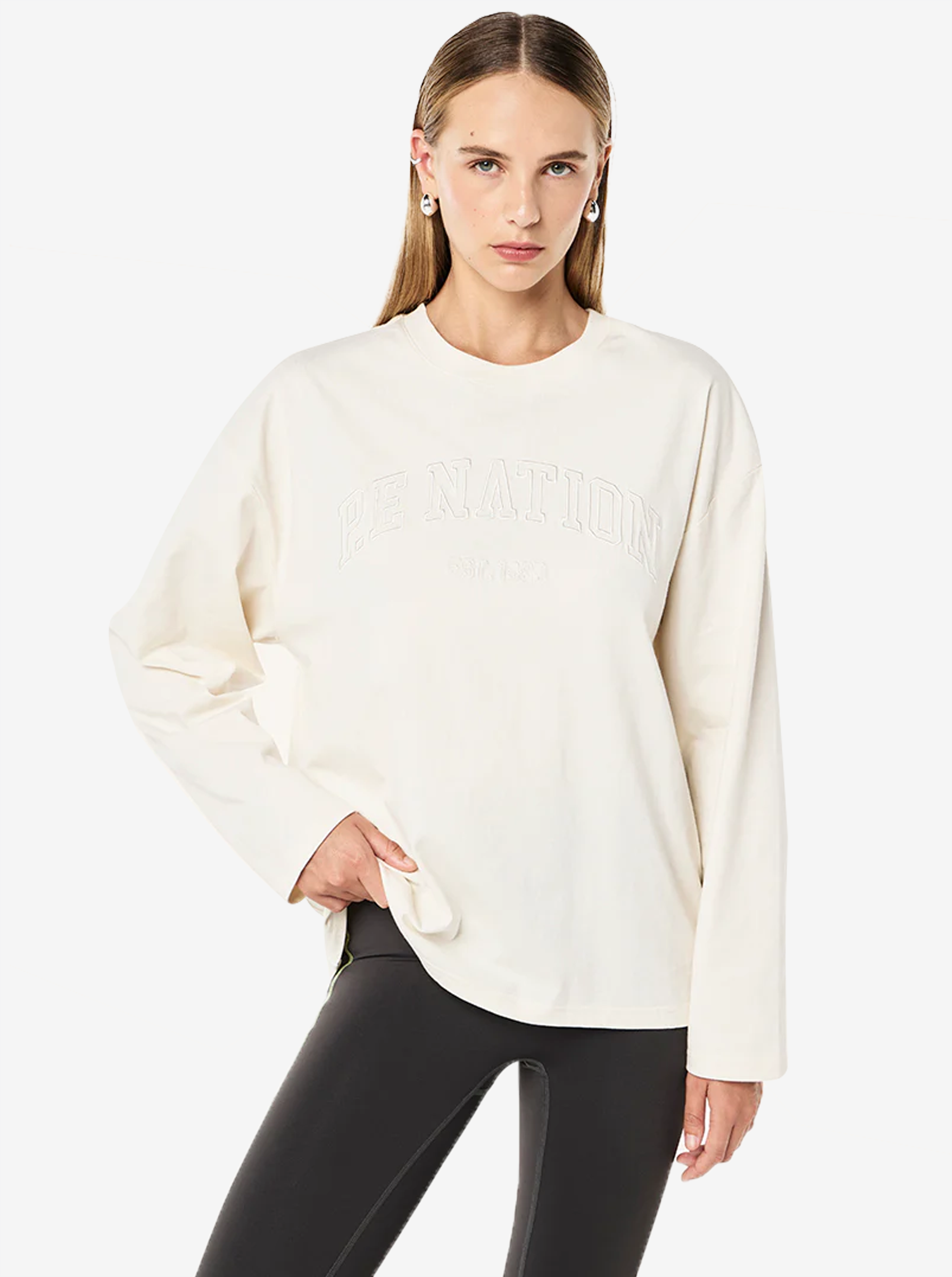 Core Oversized LS Tee in Whisper White | Stirling Women