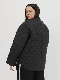 Collared Quilted Jacket in Black