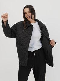 Collared Quilted Jacket in Black