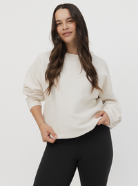 Ribbed Crew In White Cream