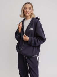 Oversized Zip Hood in Midnight