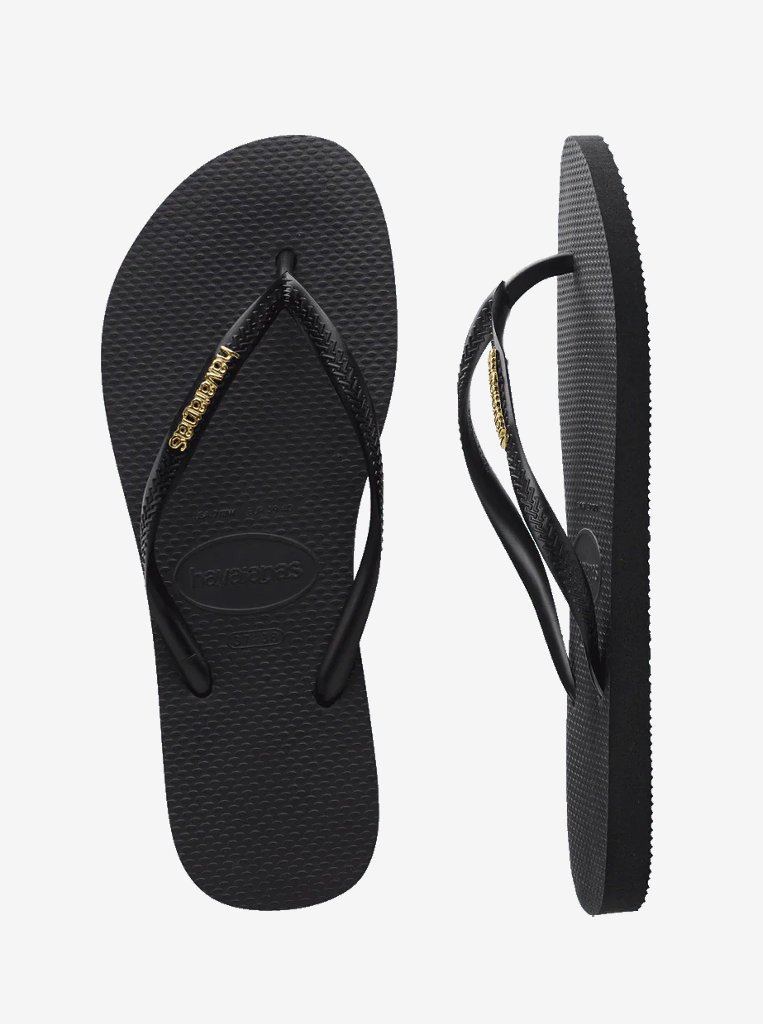 Slim Metallic Logo Flip Flops