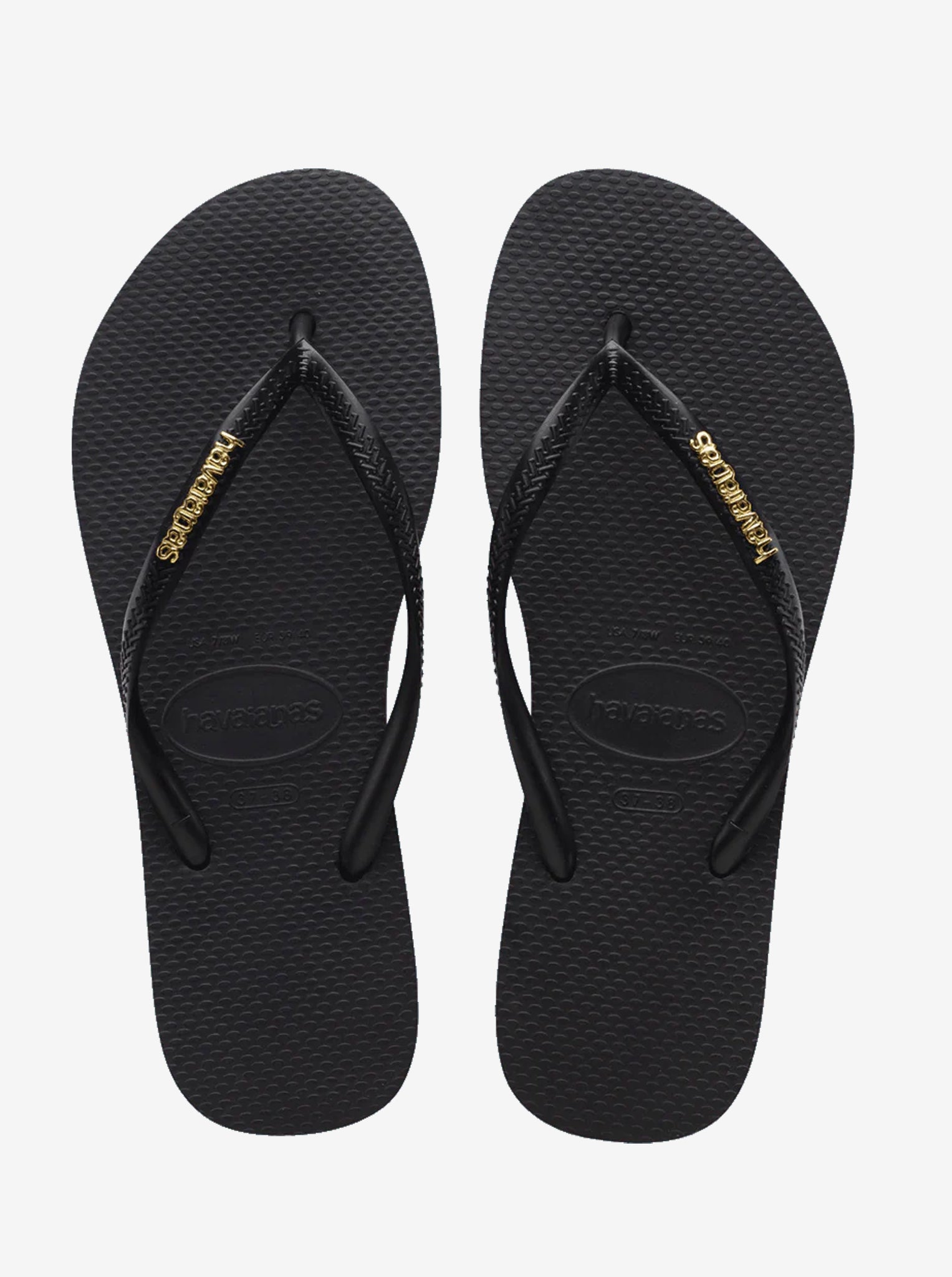 Slim Metallic Logo Flip Flops