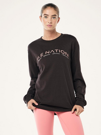 Volume Long Sleeve Tee In Washed Liquorice