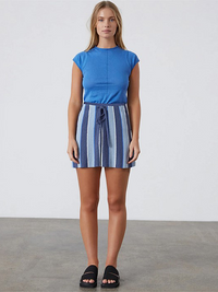 Ocean Blue Cotton Blend Knit Top
