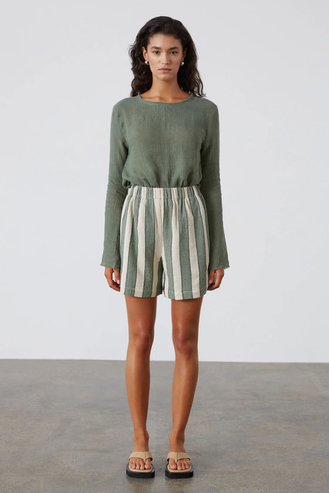 Eucalyptus Stripe Organic Cotton Shorts