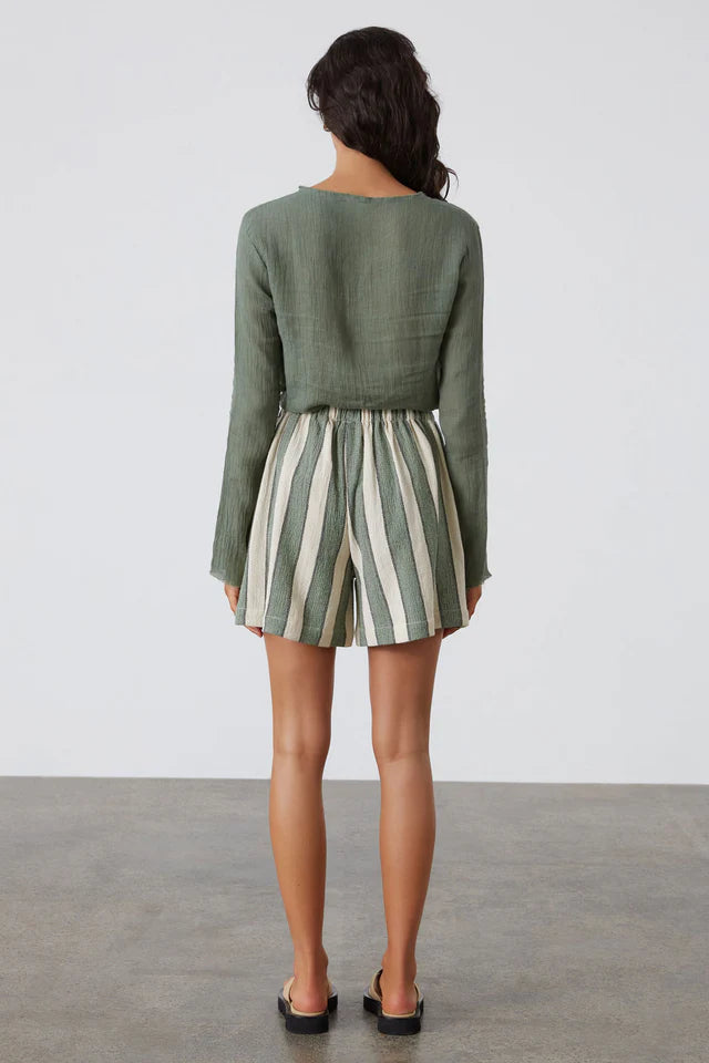 Eucalyptus Stripe Organic Cotton Shorts