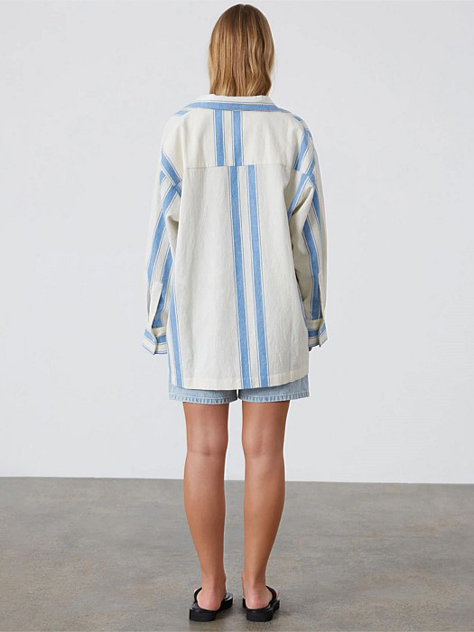 Marine Stripe Organic Cotton Blend Shirt