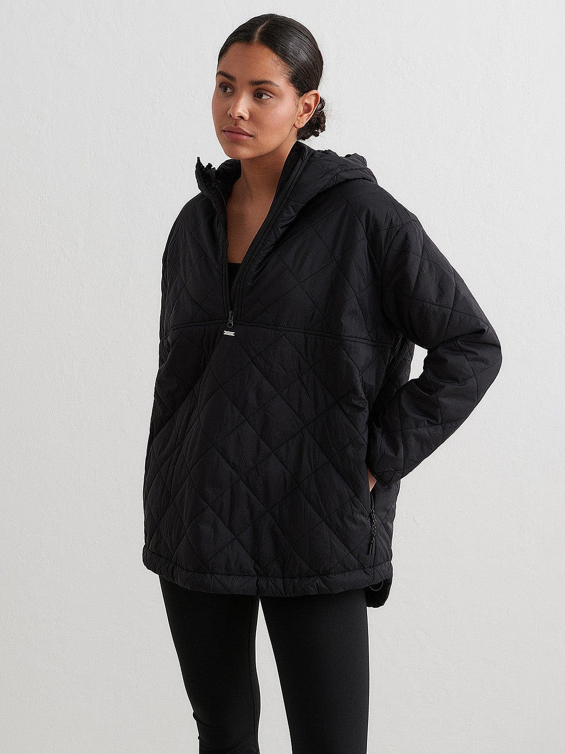 Black Oversized Quilted Anorak