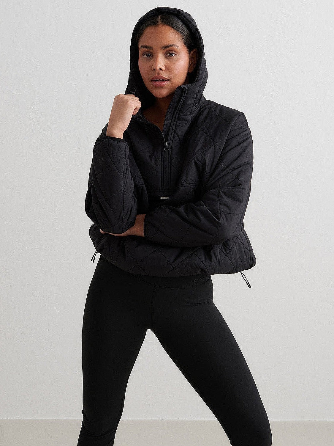 Black Oversized Quilted Anorak