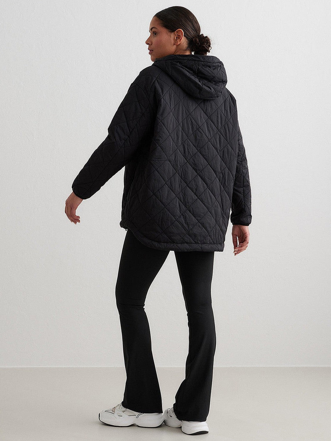 Black Oversized Quilted Anorak