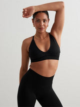 Black Shape Seamless Cross Back Bralette