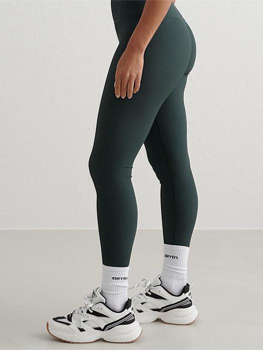 Deep Emerald Ribbed Performance Tights
