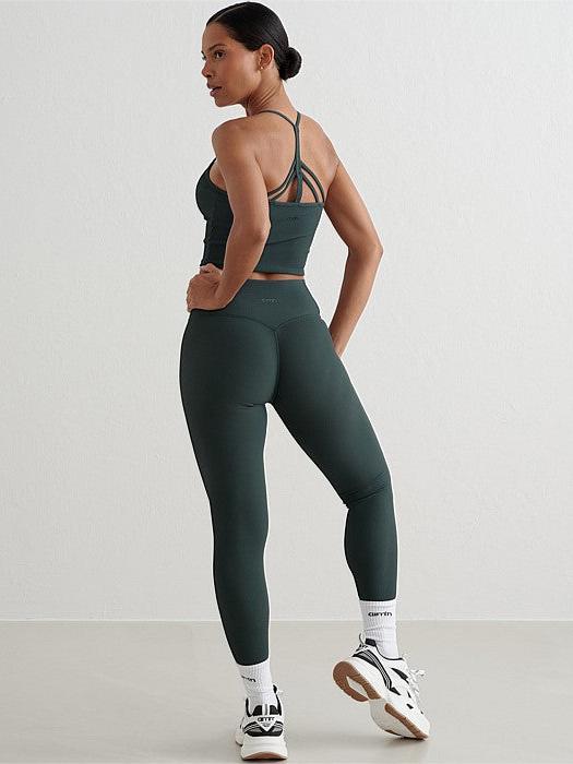 Deep Emerald Ribbed Performance Tights