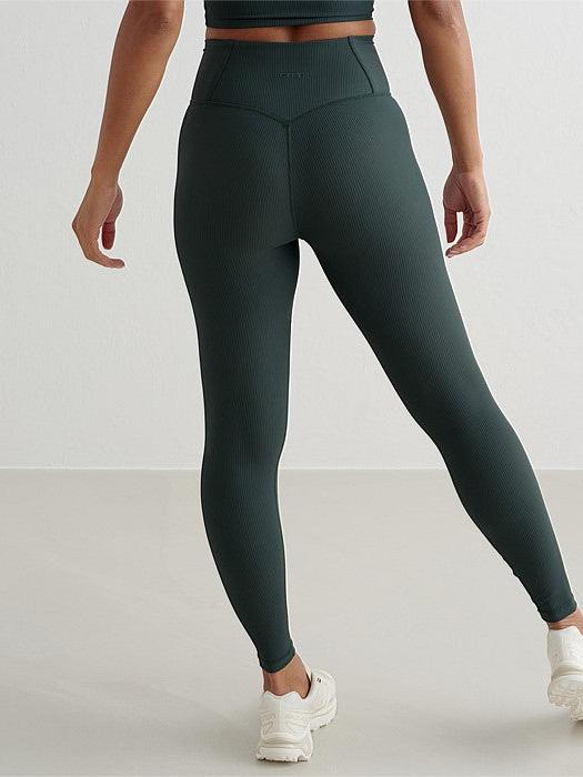 Deep Emerald Ribbed Performance Tights