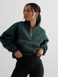 Deep Emerald Varsity Sweat Half Zip