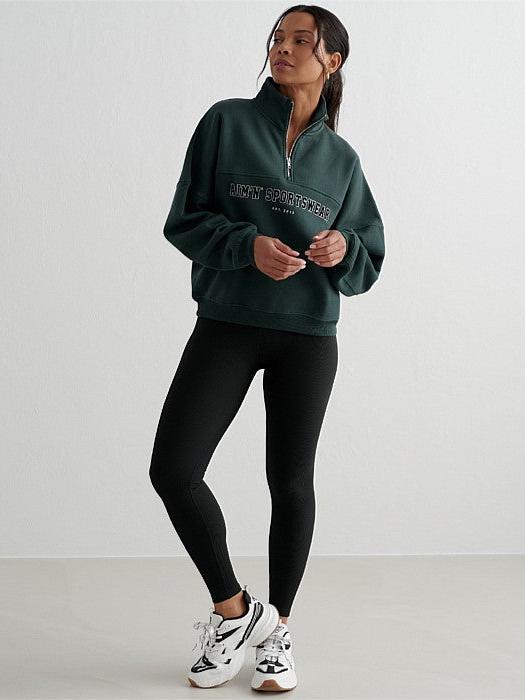 Deep Emerald Varsity Sweat Half Zip