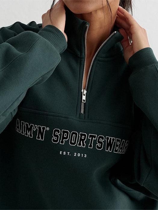 Deep Emerald Varsity Sweat Half Zip