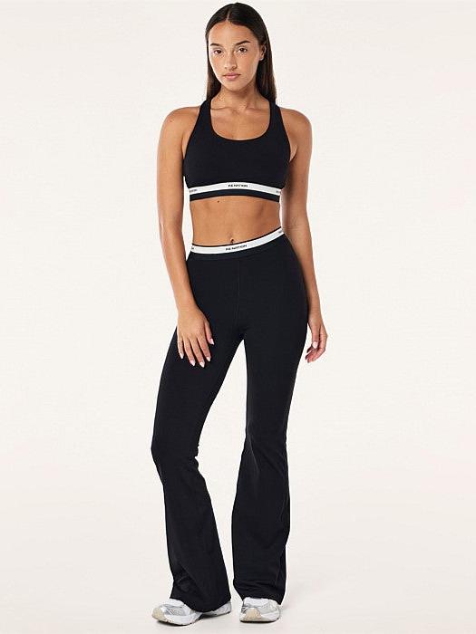 Avant Flare Legging in Black & Whisper White