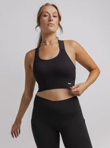 Black High Support Ribbed Bra