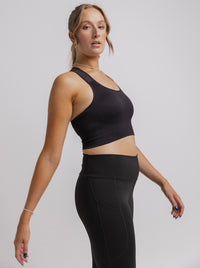 Black High Support Ribbed Bra