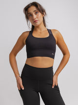 Black High Support Ribbed Bra