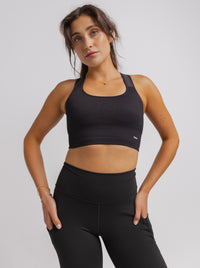 Black High Support Ribbed Bra
