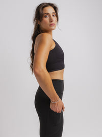 Black High Support Ribbed Bra