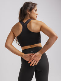 Black High Support Ribbed Bra