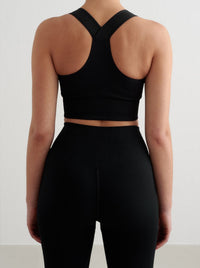 Black High Support Ribbed Bra