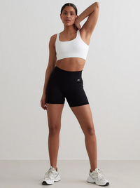 Black Ribbed Seamless Midi Biker Shorts