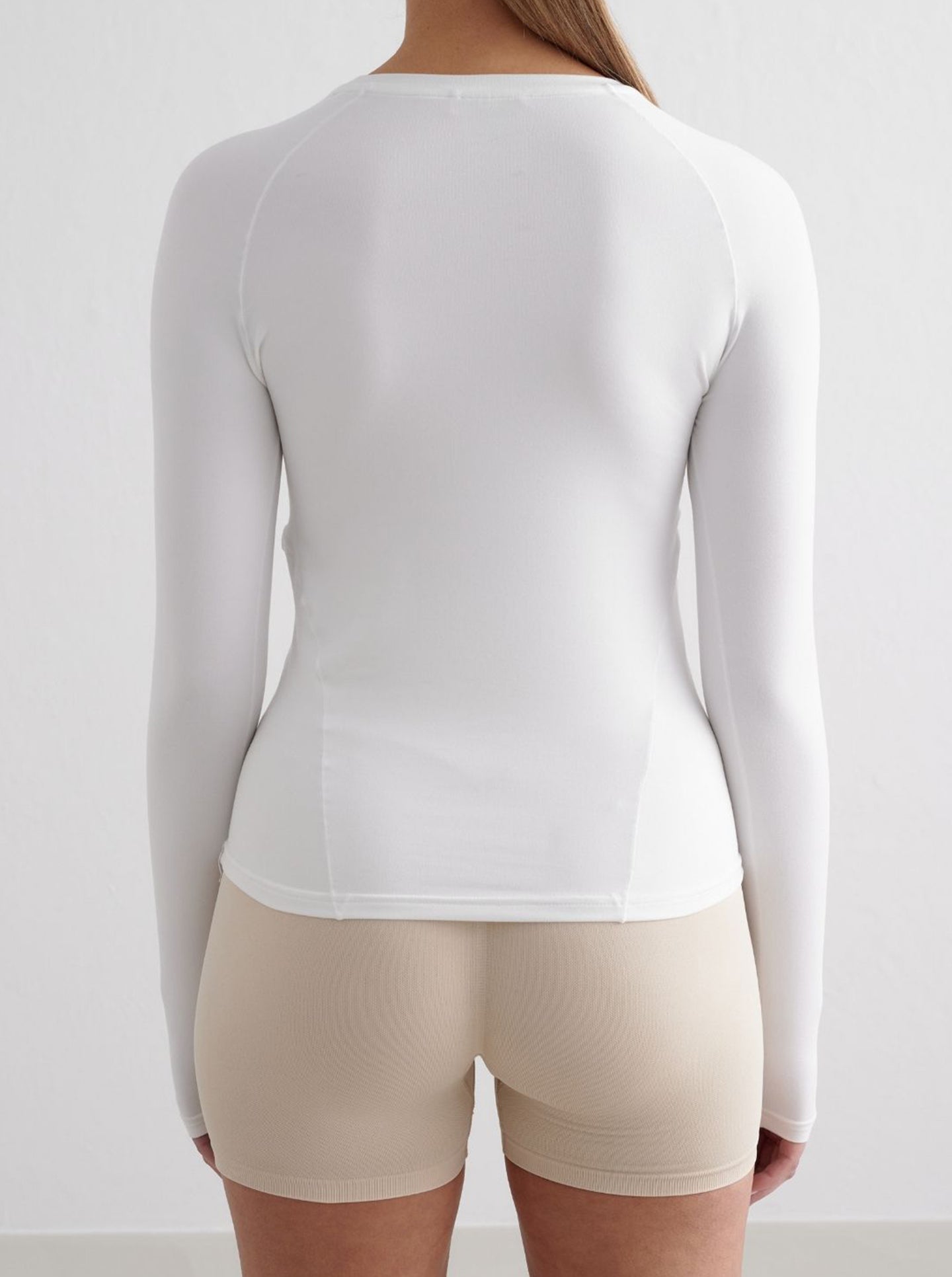 White Soft Basic Long Sleeve Top