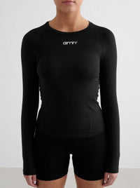 Black Soft Basic Long Sleeve Top
