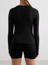 Black Soft Basic Long Sleeve Top