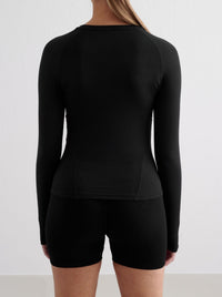 Black Soft Basic Long Sleeve Top
