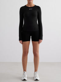 Black Soft Basic Long Sleeve Top