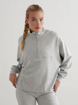 Light Grey Melange Comfy Modal Half Zip