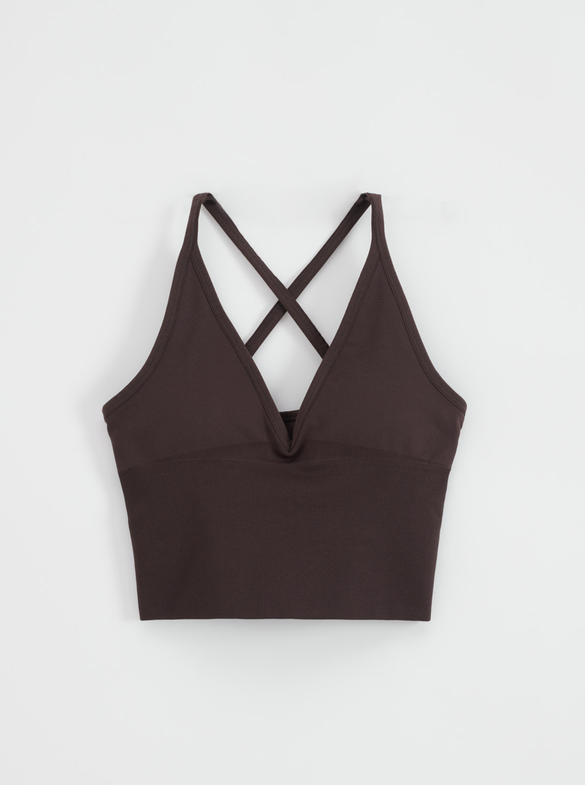 Shape Seamless Cross Back Bralette in Chocolate