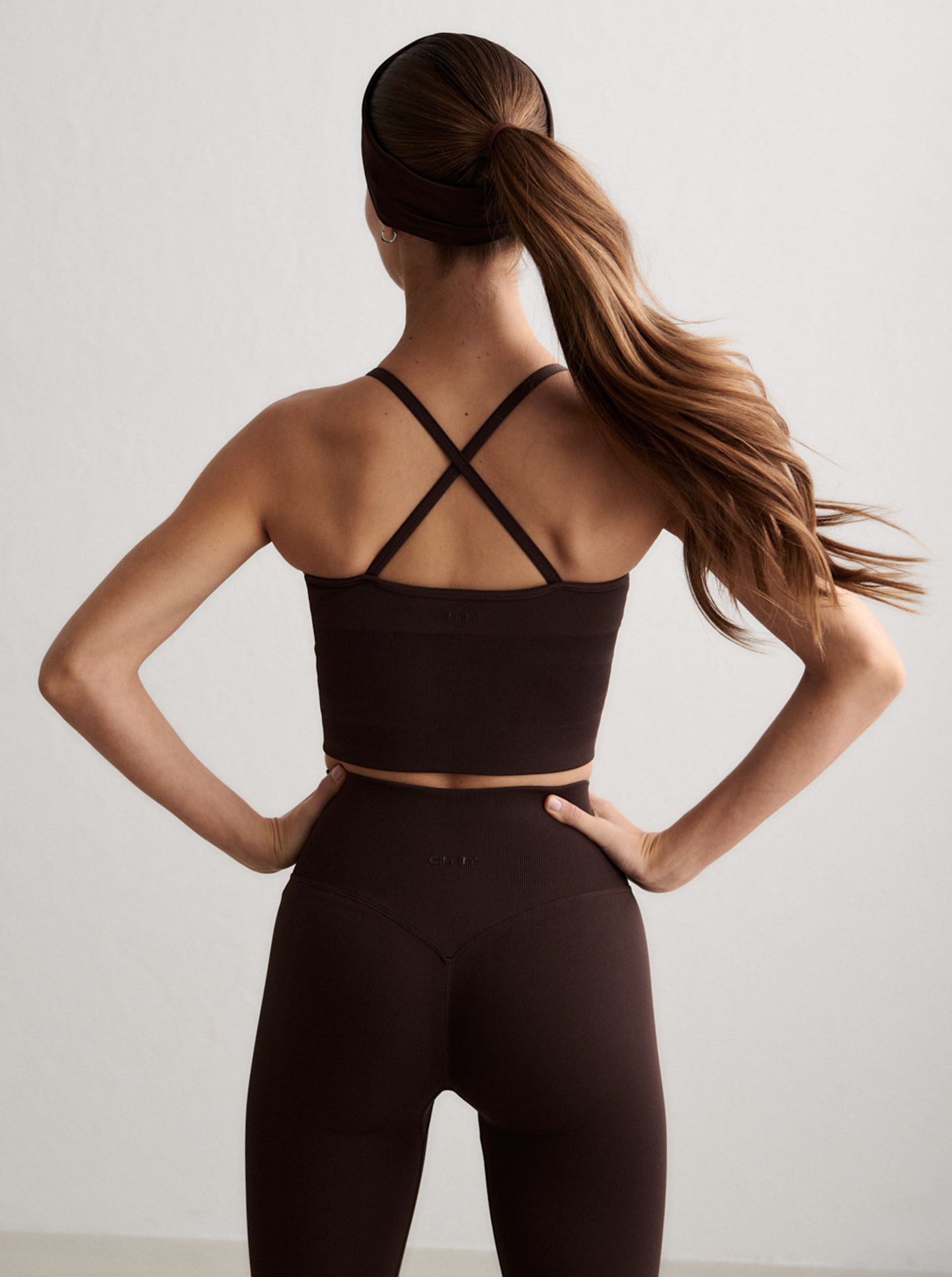 Shape Seamless Cross Back Bralette in Chocolate