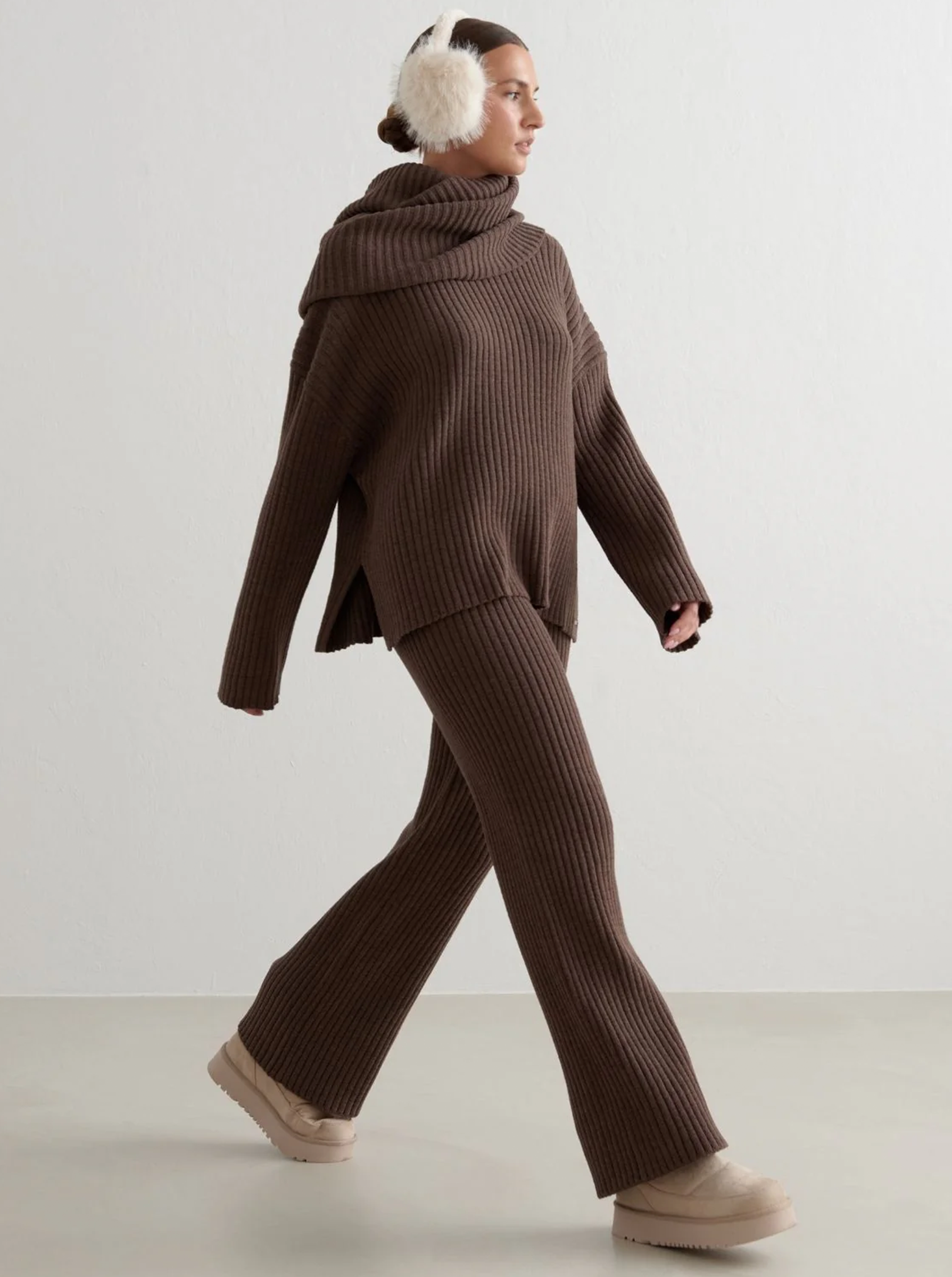 y*i様 EU AIM'N – Pants Knit Rib White Almond pants knit rib milano everyone パンツ